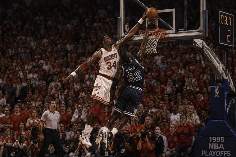 Houston Rockets &mdash; Game 6, 1994   Hakeem blocks Starks